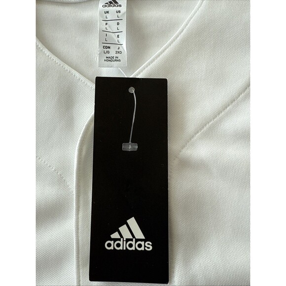 NWT Adidas Baseball Jersey Full Button Lightweight Athletic White Mens SZ Large - Picture 5 of 11